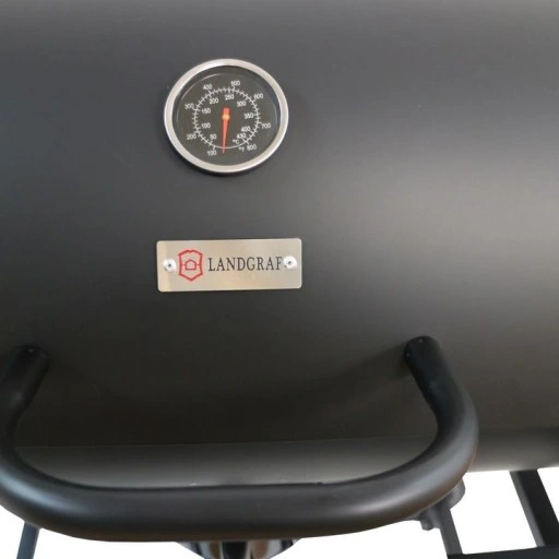 GRILL WĘGLOWY OGRODOWY 2 RUSZTY CHROMOWANE 2 PÓŁKI POPIELNIK TERMOMETR STAL