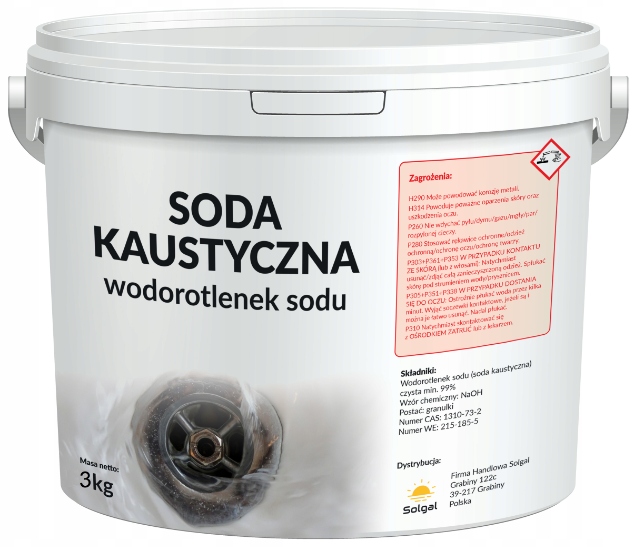 WODOROTLENEK SODU do rur syfonu SODA KAUSTYCZNA czysty skład 3kg