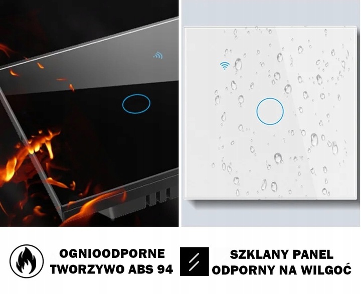 WŁĄCZNIK WYŁĄCZNIK ŚWIATŁA SZKLANY WIFI BIAŁY PODWÓJNY 2G TUYA SMART ⌀60