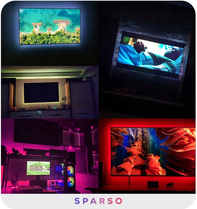 TAŚMA LED RGB 3M USB LEDY DO TV Podświetlenie Telewizora NA PILOTA