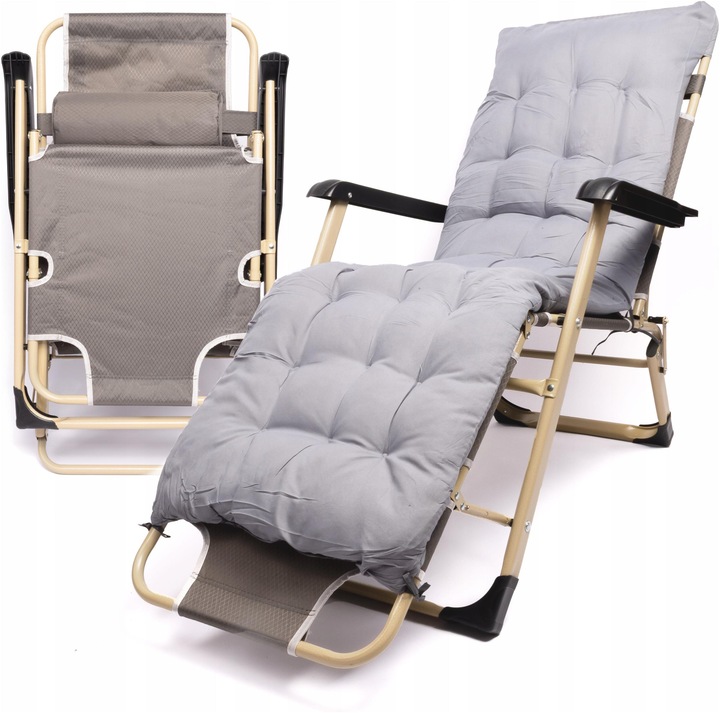 Leżak Ogrodowy Rozkładany Zero Gravity Krzesło Turystyczne Miękka