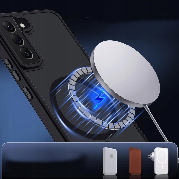 Etui do SAMSUNG S22 5G do MagSafe CZARNY MAT + SZKŁO HARTOWANE