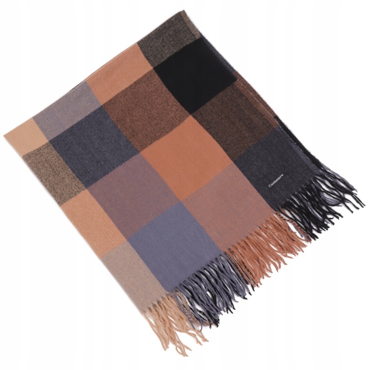 CHUSTA DAMSKA W KRATKĘ KRATA brązowa