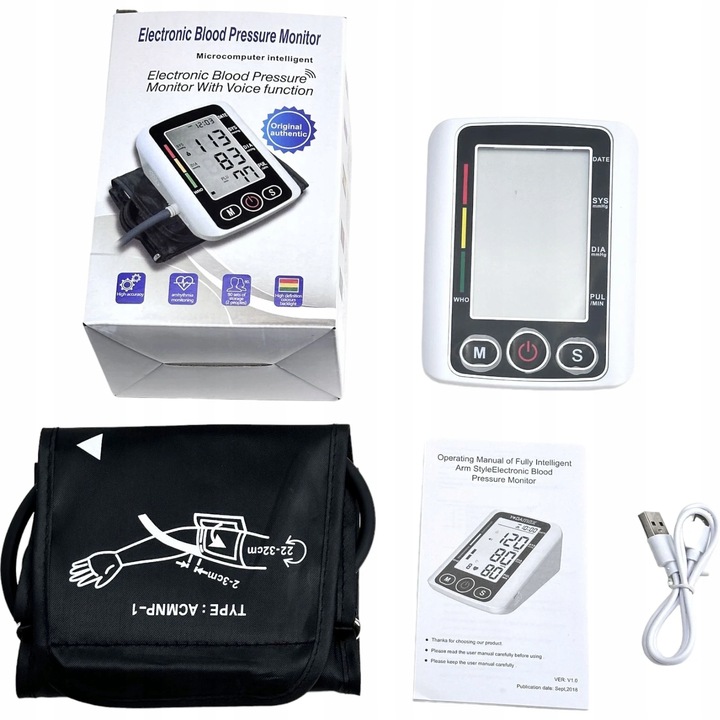 CIŚNIENIOMIERZ NARAMIENNY ELEKTRONICZNY DUŻY WYŚWIETLACZ LED 22-32CM