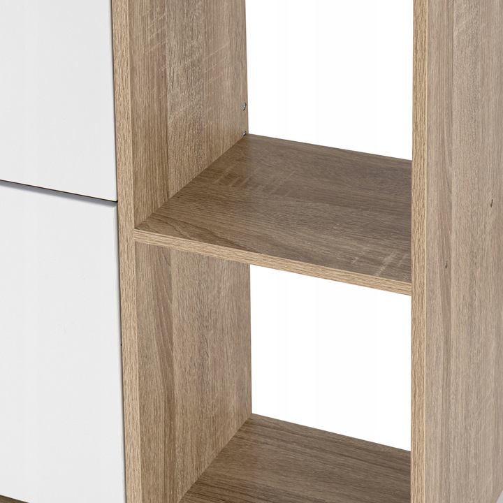 SZAFKA NA BUTY OBUWIE WĄSKA BIAŁA DĄB SONOMA Z REGAŁEM PÓŁKI DO