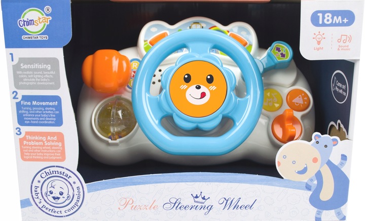 INTERAKTYWNA KIEROWNICA MALUCHA DO ZABAWY DLA DZIECI ŚWIECI GRA DO WÓZKA