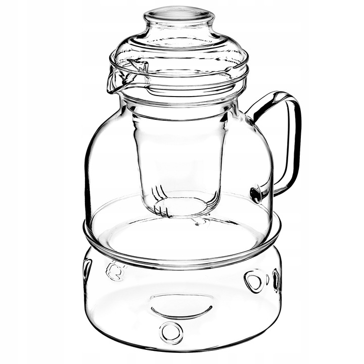 DZBANEK ŻAROODPORNY SZKLANY Z PODRZEWACZEM ZAPARZACZEM DO HERBATY 1,5L