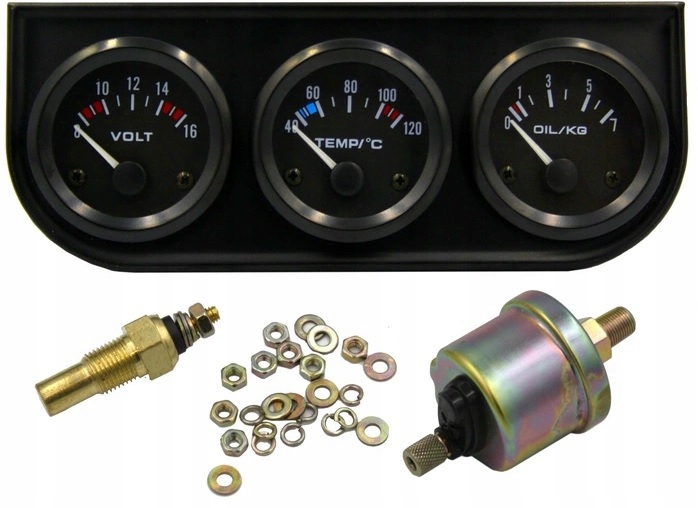 NOWY WSKAŹNIK 3W1 TEMPERATURY TEMP CIŚNIENIA OLEJU