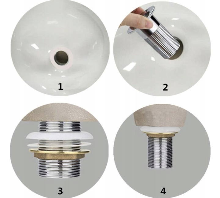 Korek Umywalkowy BEZ Przelewu Automatyczny "Klik Klak" Srebrny chrom połysk