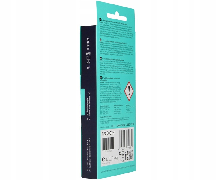 Tabletki odkamieniające do ekspresu do kawy SIEMENS TZ80002 2w1 EQ