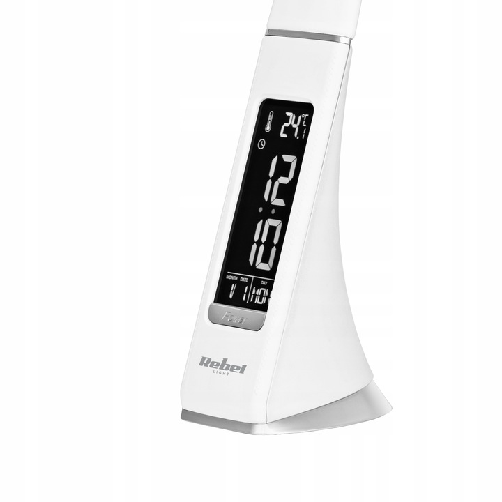 Lampka na biurko biurkowa LED nocna regulacja budzik LCD 7W USB Rebel
