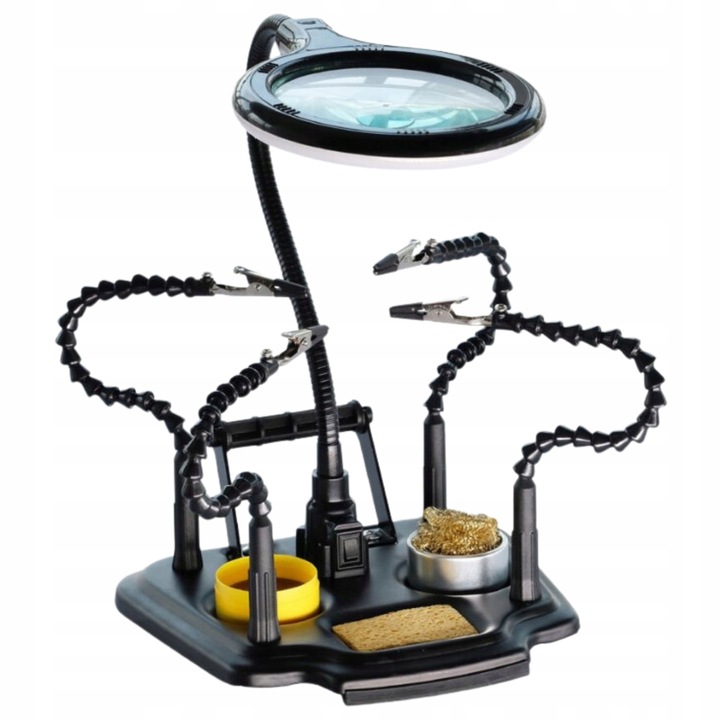 Uchwyt montażowy z lupą trzecia ręka typu pająk podświetlenie LED ZD-11M-3