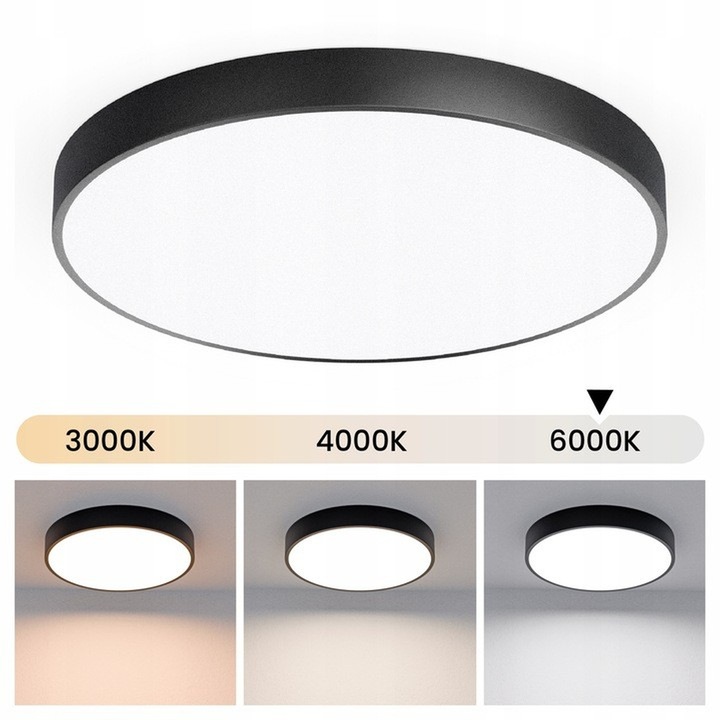 LAMPA SUFITOWA PLAFON OKRĄGŁY LED 30 X 5 CM CZARNY Z PILOTEM