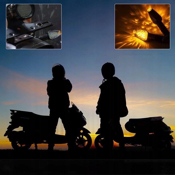 4x KIERUNKOWSKAZY MOTOCYKLOWE QUADA HOMOLOGACJA 12 V CZARNE DYMIONE 14 LED