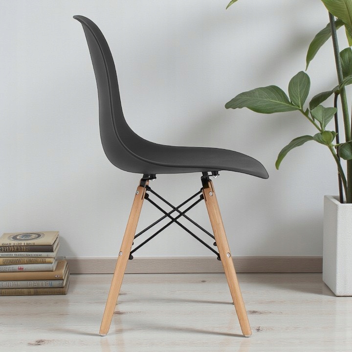Krzesło Skandynawskie CZARNE TANIE Do Salonu Kuchni Biura WERSJA