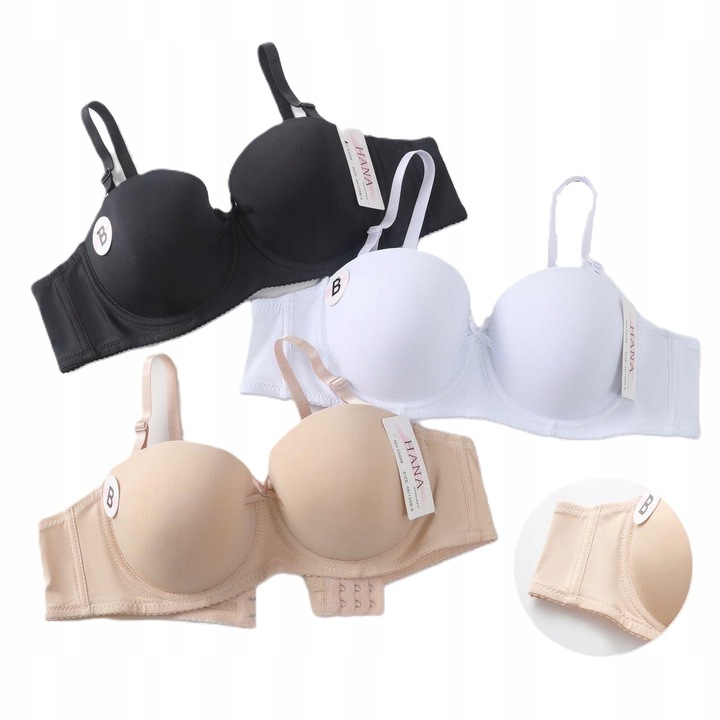 Biustonosz bardotka stanik gładki usztywniany lekki push up 80B