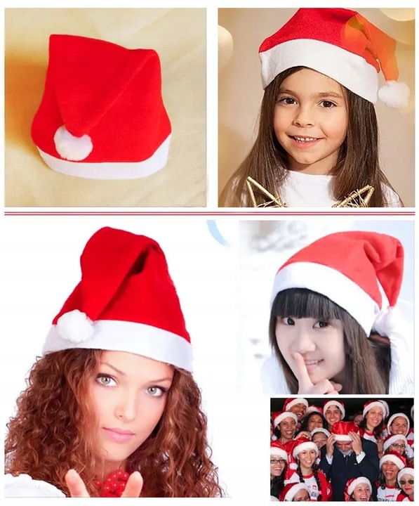 PRZEBRANIE STRÓJ KOSTIUM ŚWIĄTECZNY CZAPKA ŚWIĘTEGO MIKOŁAJA CZERWONA 15szt