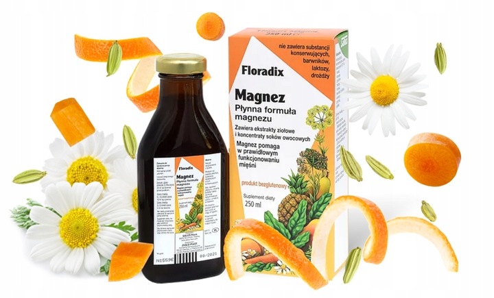 Floradix Magnez płynna formuła 250ml Dla silnych mięśni Zmęczenie Znużenie