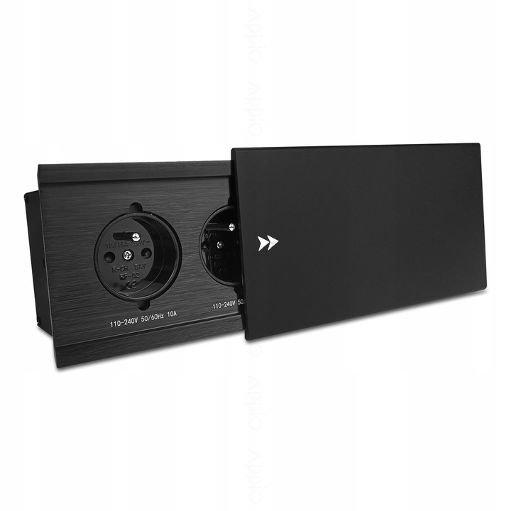 GNIAZDO NABLATOWE CHOWANE W BLAT ALUMINIUM Przesuwane + 2x USB + USB C