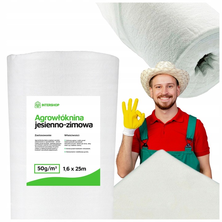 AGROWŁÓKNINA BIAŁA 1,6x25m 50g OKRYCIOWA JESIENNO ZIMOWA OTULINA DO