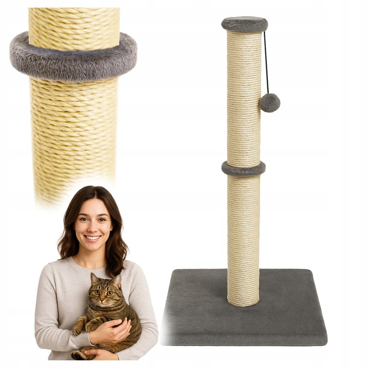 Drapak Dla Kota Wieża SŁUPEK Wysoki 90 cm + Zabawka Sznurek Kulka Pompon