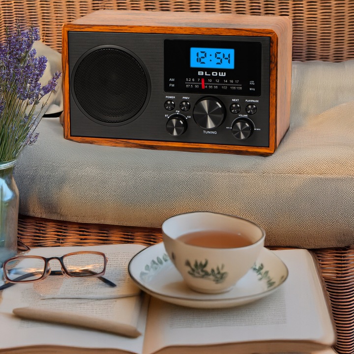 RADIO KUCHENNE RETRO PRZENOŚNE BLUETOOTH ZEGAR LCD FM ANTENA AUX USB-C