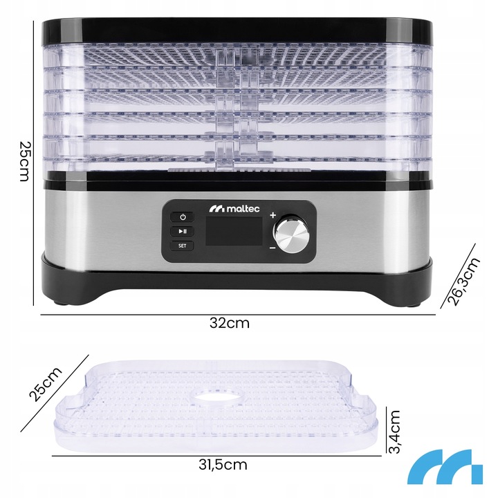 DUŻA SUSZARKA DO GRZYBÓW OWOCÓW WARZYW SPOŻYWCZA 6 SIT MOCNA 450W