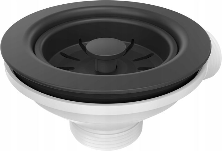 SYFON do ZLEWU jednokomorowego oszczedzajacy miejsce czarny PRZYSCIENNY 2w1