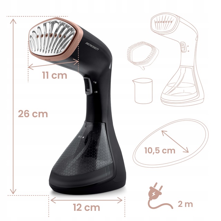 Parownica do ubrań 1600W Steamer parowy Żelazko parowe ZESTAW 26g/min