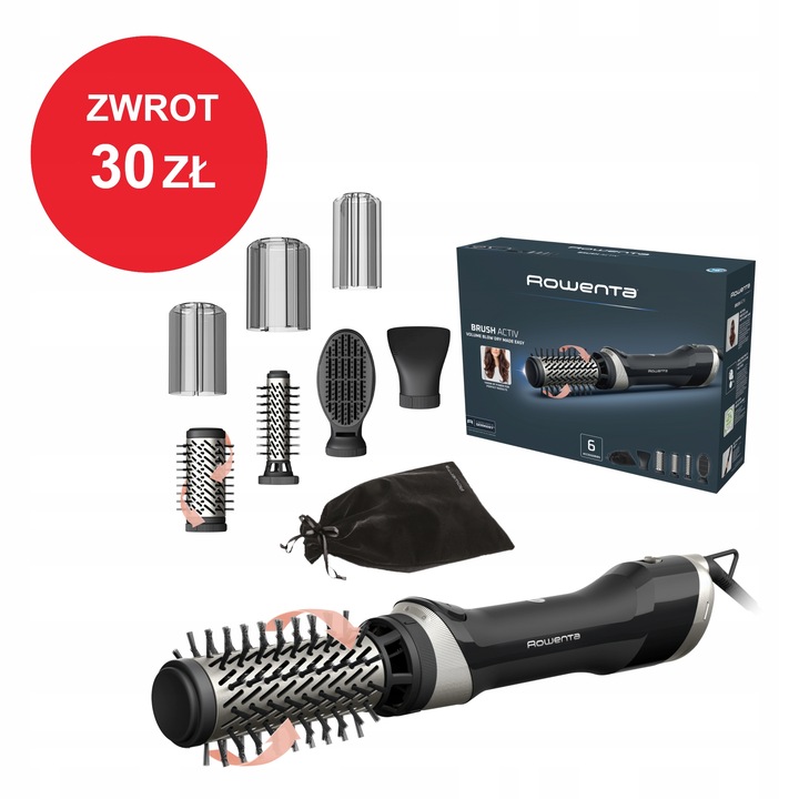 Lokówko-suszarka z jonizacją Rowenta Brush Activ 1000W UB9540 nasadki