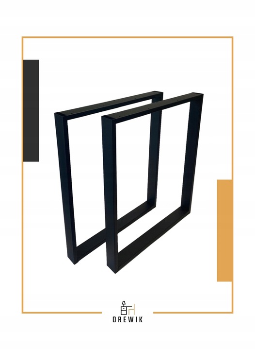 NOGI DO STOŁU BIURKA METALOWE CZARNE 60x72 CM PROFIL 6x2 CM LOFTOWE 2