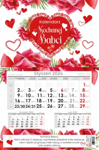 Prezent Dzień Babci Dzień Dziadka Kalendarz z życznieniami Kochanej Babci
