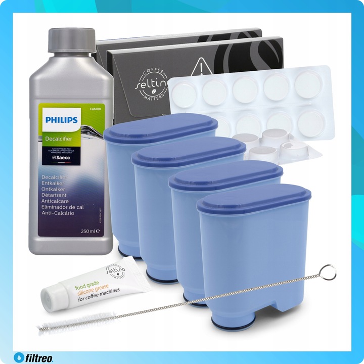 4x Filtr wody do ekspresu PHILIPS LatteGo Odkamieniacz CA6700 Tabletki