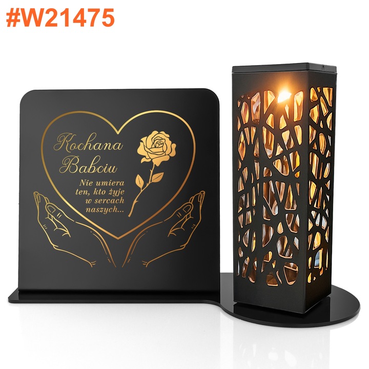 Znicz Solarny Led z Personalizacją na Grób Mamy Taty Babci Dziadka