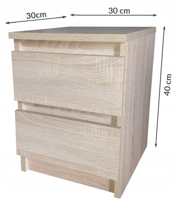 Szafka nocna, 2 szuflady stolik nocny, dąb sonoma