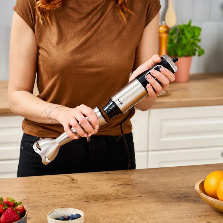 MOCNY BLENDER RĘCZNY WIELOFUNKCYJNY MIKSER 1000W SREBRNY EMAVOn