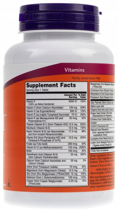 Witaminy i Minerały dla Mężczyzn Now Foods ADAM 60tab