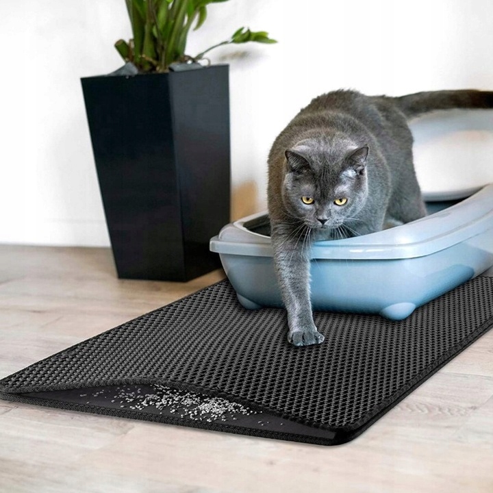 MATA WYCIERACZKA POD KUWETĘ DLA KOTA NA ŻWIREK XXL PODKŁADKA CZARNA 60x45