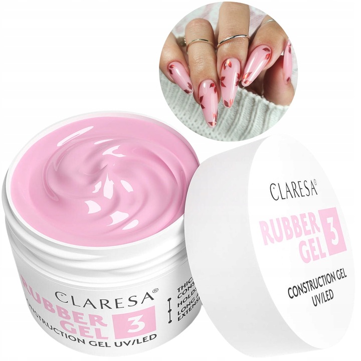 Żel budujący Claresa Rubber Gel 3 gęsty żel do budowania paznokci 45g