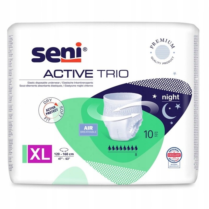 SENI ACTIVE TRIO XL MAJTKI CHŁONNE NA NOC WCIĄGANE DLA DOROSŁYCH