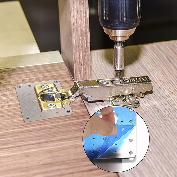 30x PŁYTKA DO NAPRAWY WYRWANYCH ZAWIASÓW MEBLOWYCH SZAFEK ZESTAW