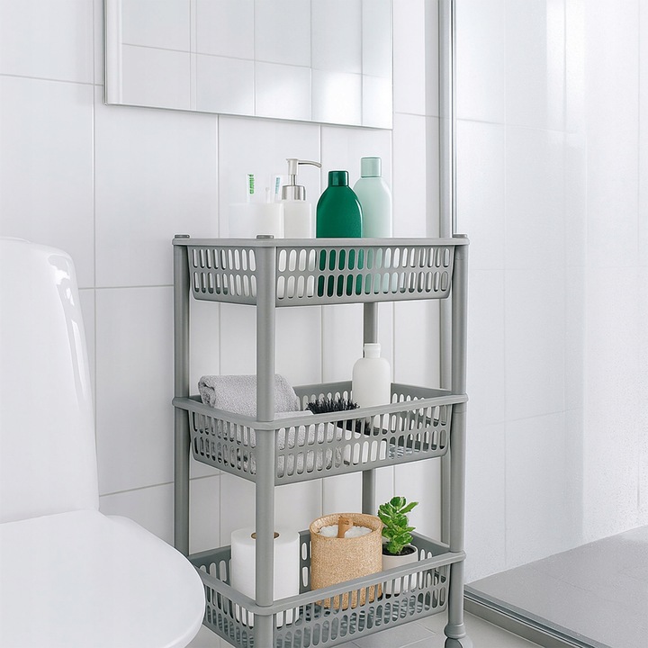 REGAŁ ŁAZIENKOWY STOJAK 3 PÓŁKI SZAFKA PÓŁKA ŁAZIENKOWA KUCHENNA NA KÓŁKACH