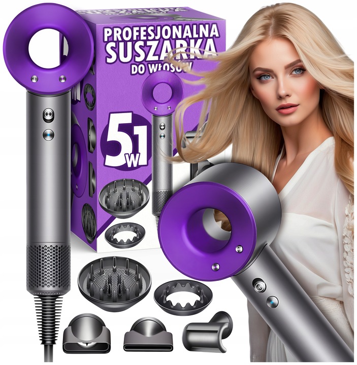 SUSZARKA DO WŁOSÓW Z JONIZACJĄ 5W1 3 PRĘDKOŚCI 1600W PREZENT NA ŚWIĘTA