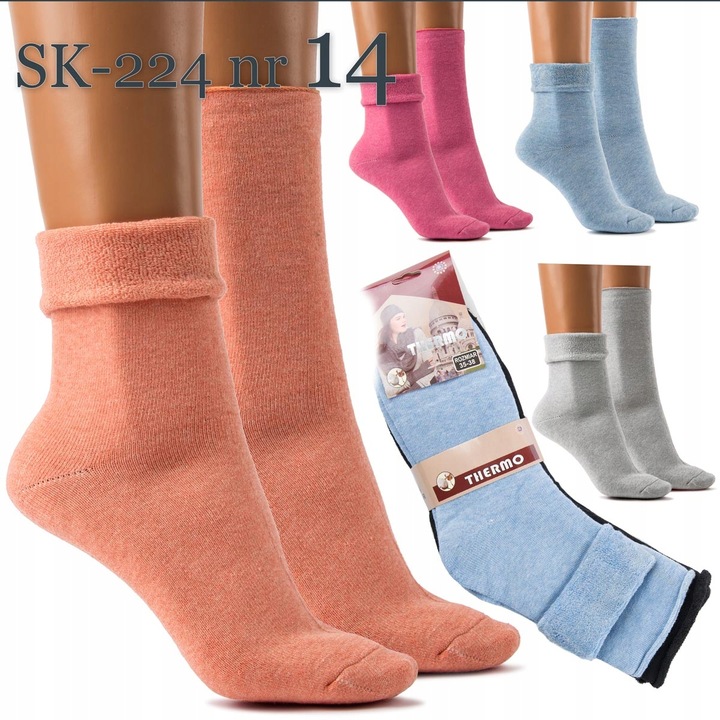 Skarpety damskie BAWEŁNIANE BEZUCISKOWE TERMICZNE CIEPŁE 39-42