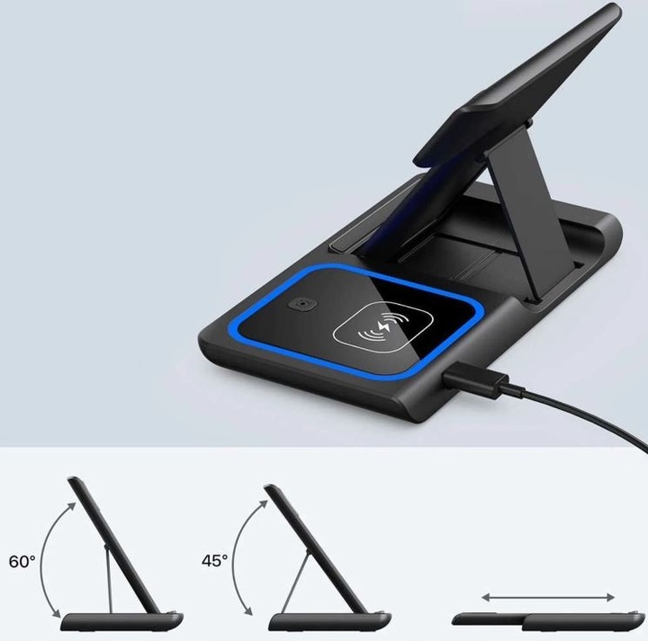 Ładowarka Indukcyjna Stacja Dokująca Apple Iphone AirPods Qi USB 3w1 LED