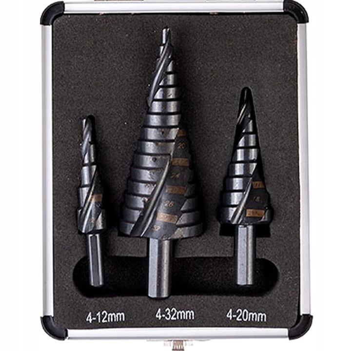ROZWIERTAK METALU WIERTŁA CHOINKOWE STOPNIOWE SPIRALNE STOŻKOWE 4-32MM