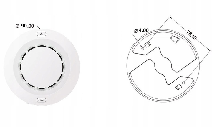 CZUJNIK DYMU OGNIA WIFI ALARM CZUJKA TUYA SMART Z SYRENĄ NA BATEIRE
