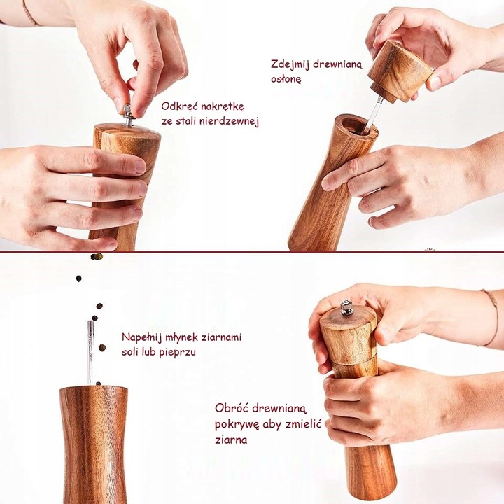 2×Ręczny Młynek Do Soli I Pieprzu zestaw z podstawką