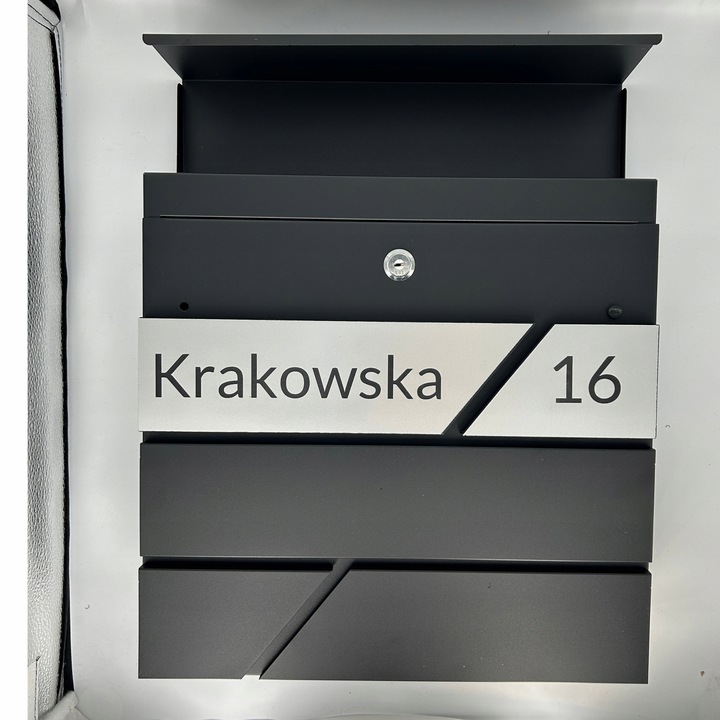DUŻA SKRZYNKA NA LISTY Z ADRESEM NUMEREM DOMU ANTRACYT POCZTOWA GRAWEROWANA