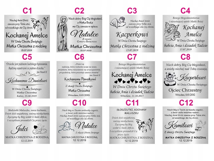 OBRAZEK SREBRNY NA CHRZEST ELEGANCKA UROCZA PAMIĄTKA ANIOŁEK Z GRAWEREM